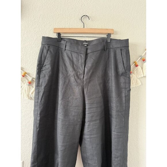 J. Crew Sydney Pant In Linen Blend Wide Leg Black Trouser Pant Careerwear 18 - Picture 5 of 8
